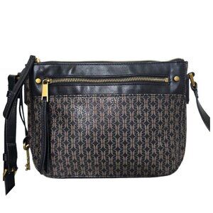 Fossil Farrah Black & Brown Crossbody Purse